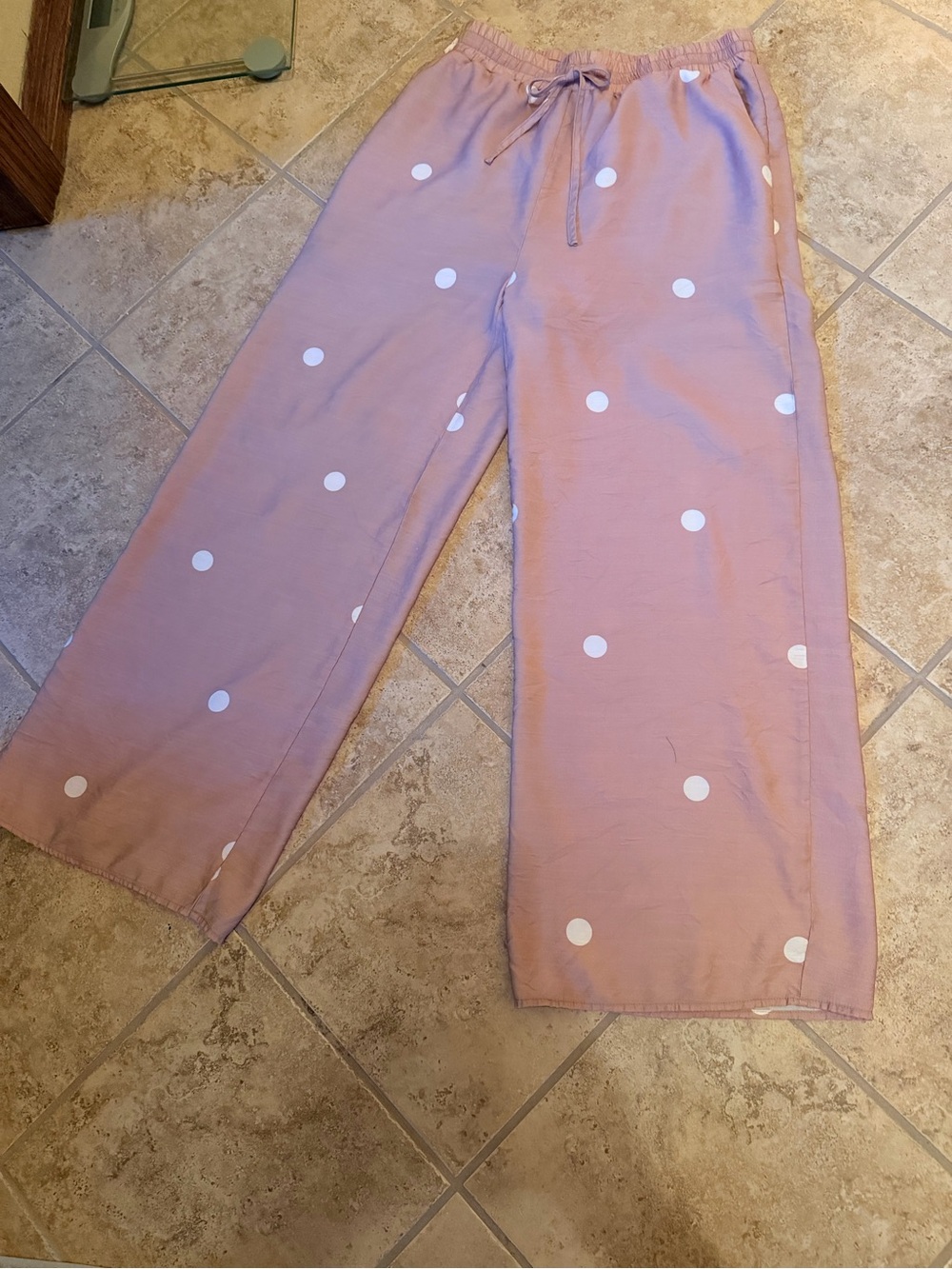 entro Mocha Wide-Leg Polka Dot Pants